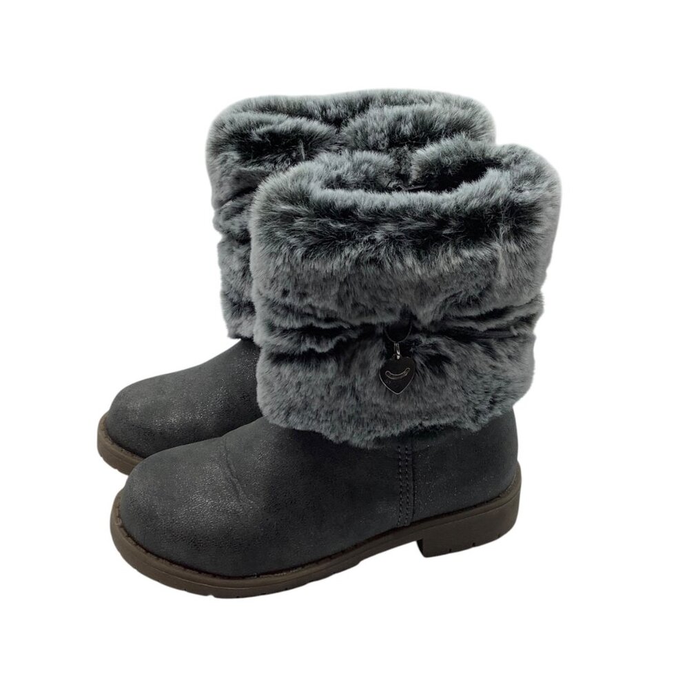 Bon Bini Girls Faux Fur Lined Winter‎ Boots Size 7 Locket Strap Mid-Calf